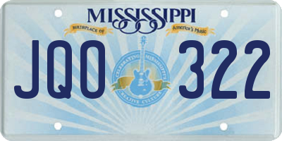 MS license plate JQO322