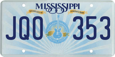MS license plate JQO353
