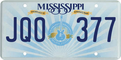 MS license plate JQO377