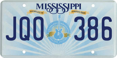 MS license plate JQO386