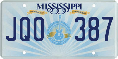 MS license plate JQO387