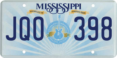 MS license plate JQO398