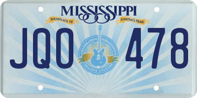 MS license plate JQO478