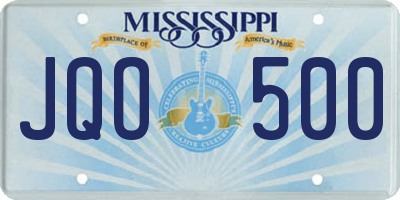 MS license plate JQO500