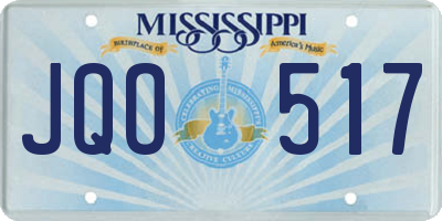 MS license plate JQO517