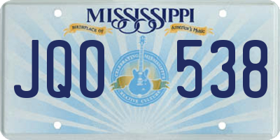 MS license plate JQO538