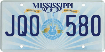 MS license plate JQO580