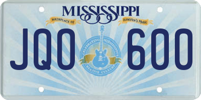 MS license plate JQO600