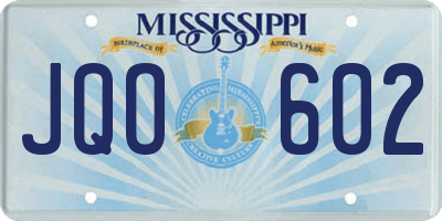 MS license plate JQO602