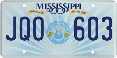 MS license plate JQO603
