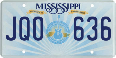 MS license plate JQO636