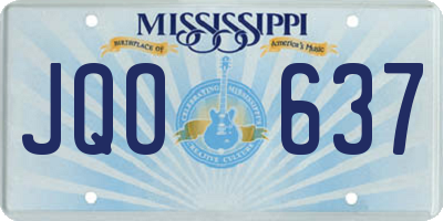 MS license plate JQO637
