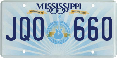MS license plate JQO660