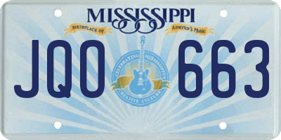 MS license plate JQO663