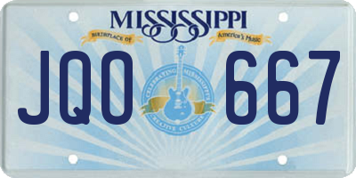 MS license plate JQO667