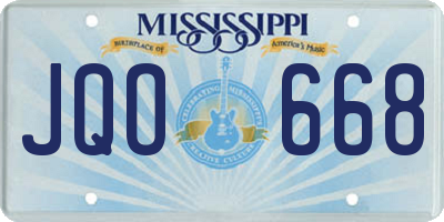 MS license plate JQO668