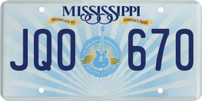 MS license plate JQO670
