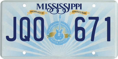 MS license plate JQO671