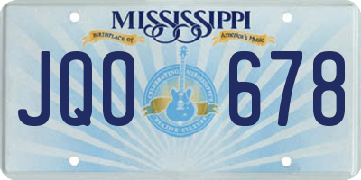 MS license plate JQO678