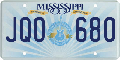MS license plate JQO680
