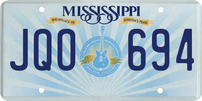 MS license plate JQO694