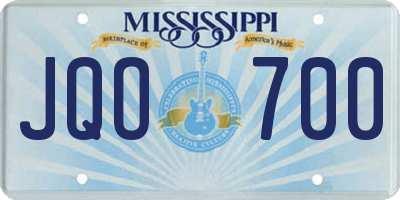 MS license plate JQO700