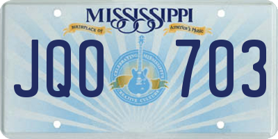 MS license plate JQO703