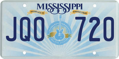 MS license plate JQO720
