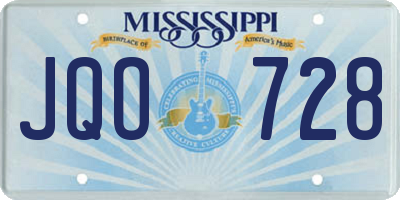 MS license plate JQO728