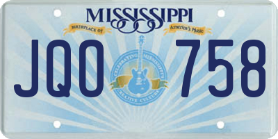 MS license plate JQO758