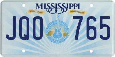 MS license plate JQO765