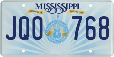 MS license plate JQO768