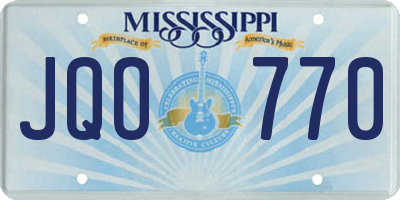 MS license plate JQO770
