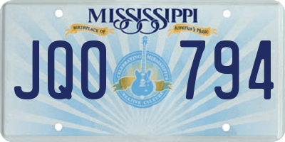 MS license plate JQO794
