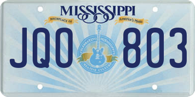 MS license plate JQO803