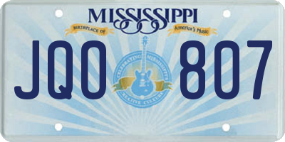 MS license plate JQO807