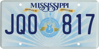 MS license plate JQO817