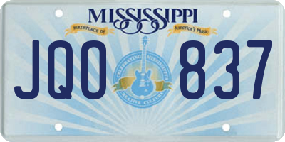 MS license plate JQO837