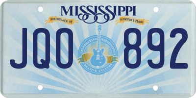 MS license plate JQO892