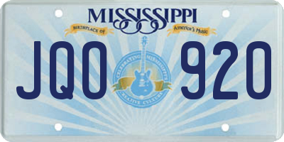 MS license plate JQO920