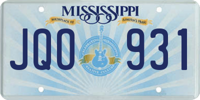 MS license plate JQO931
