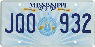 MS license plate JQO932