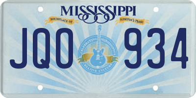MS license plate JQO934