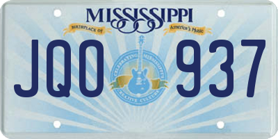 MS license plate JQO937