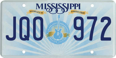 MS license plate JQO972