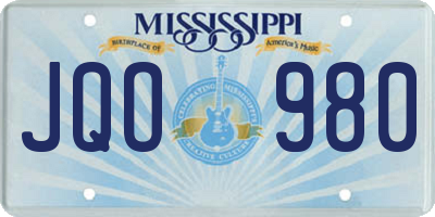 MS license plate JQO980