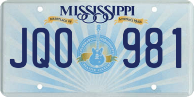 MS license plate JQO981