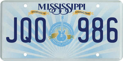 MS license plate JQO986