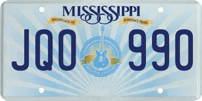 MS license plate JQO990