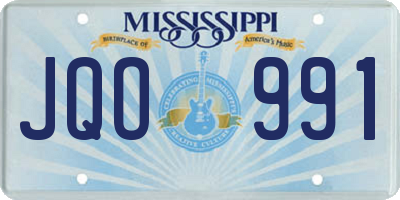 MS license plate JQO991